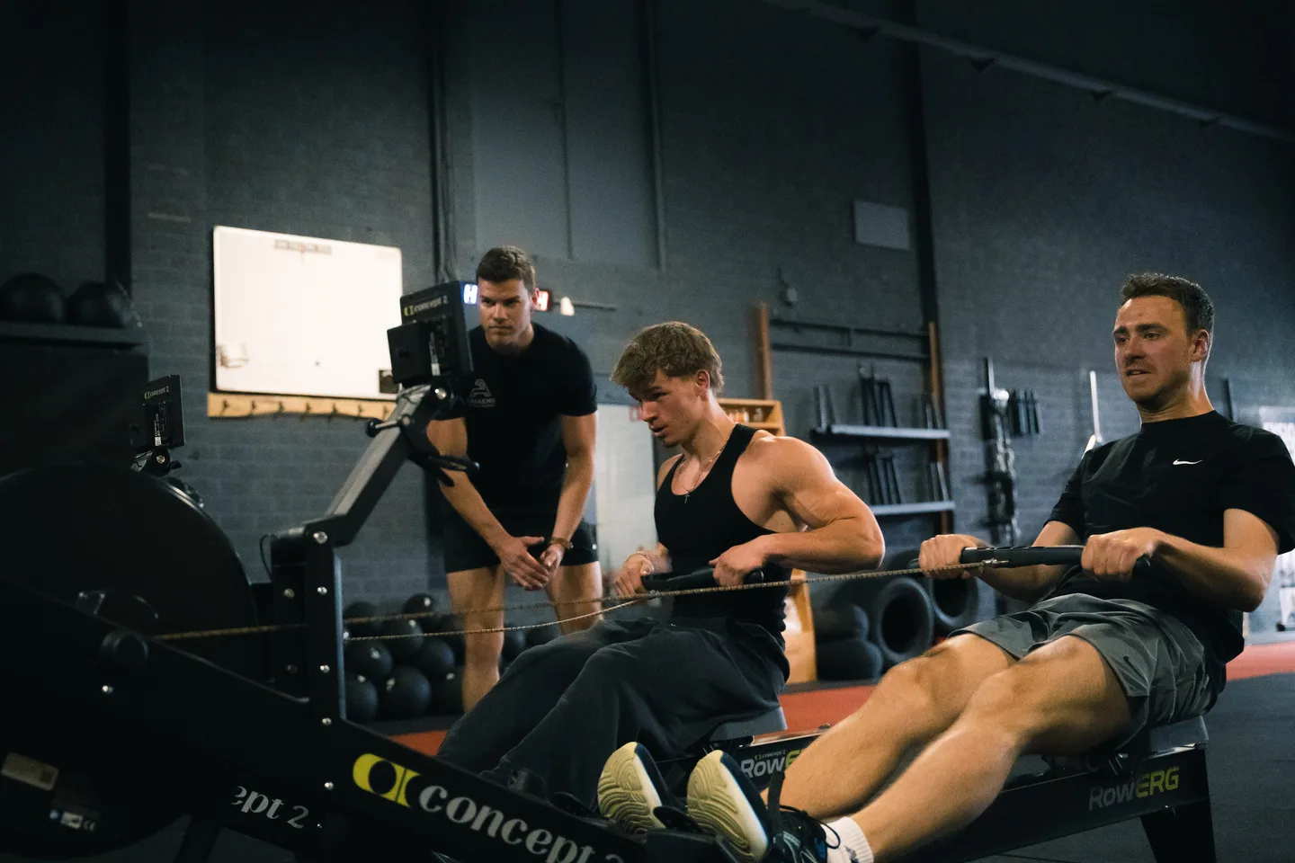 Personal coaching beside a training bench