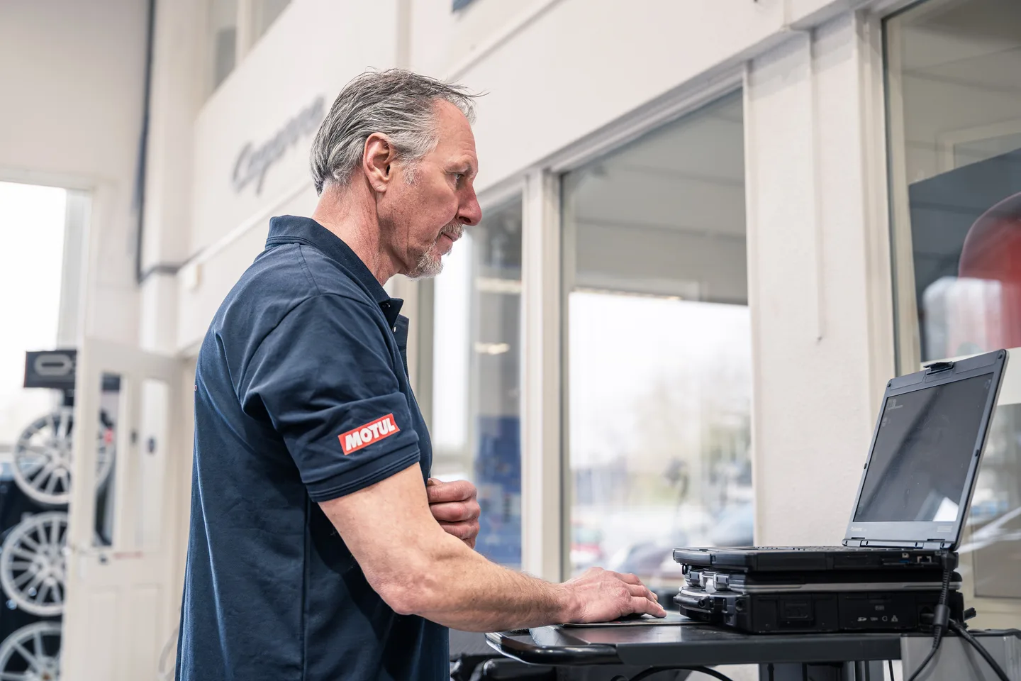 Technician at a diagnostic workstation